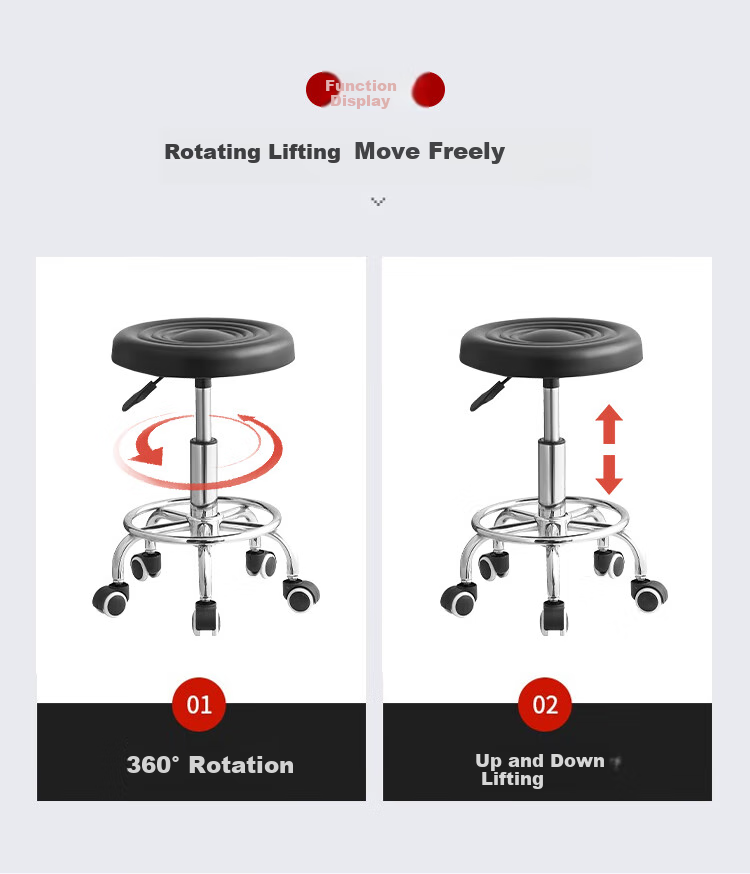 Yiman Bar Stool, Office And Home Use, Height Adjustable, Swivel, Omnidirectional Wheels, Casters 11