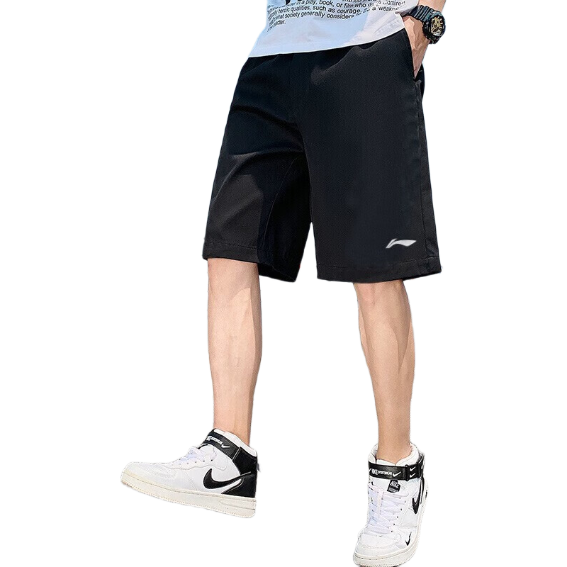 Li-Ning Men's Sports Shorts, Summer Quick-Dry Breathable Loose Casual Pants, Running Fitness Basketball Thin Ice Silk Five-Point Shorts