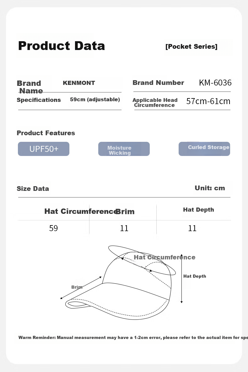 Kenmont Portable Breathable Mesh Baseball Cap for Men, Summer Extended Brim Sun Protection Lightweight Sun Hat Km-6036 8
