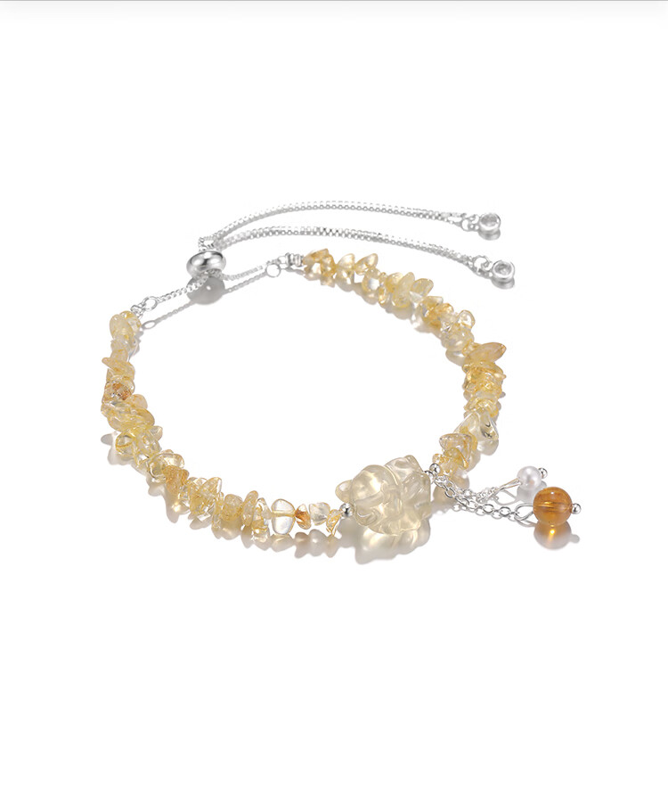 Clect Yellow Crystal Bracelet for Women, Versatile And Sweet Hand Jewelry, National Trend Light Luxury Fashion Birthday Gift for Girlfriend 2