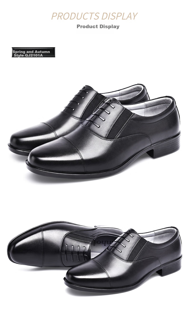 JINHOU Three-Joint Commuter Business Formal Men's Leather Shoes, Fashionable Wedding Shoes, QJ2101A, Black, Size 42 12