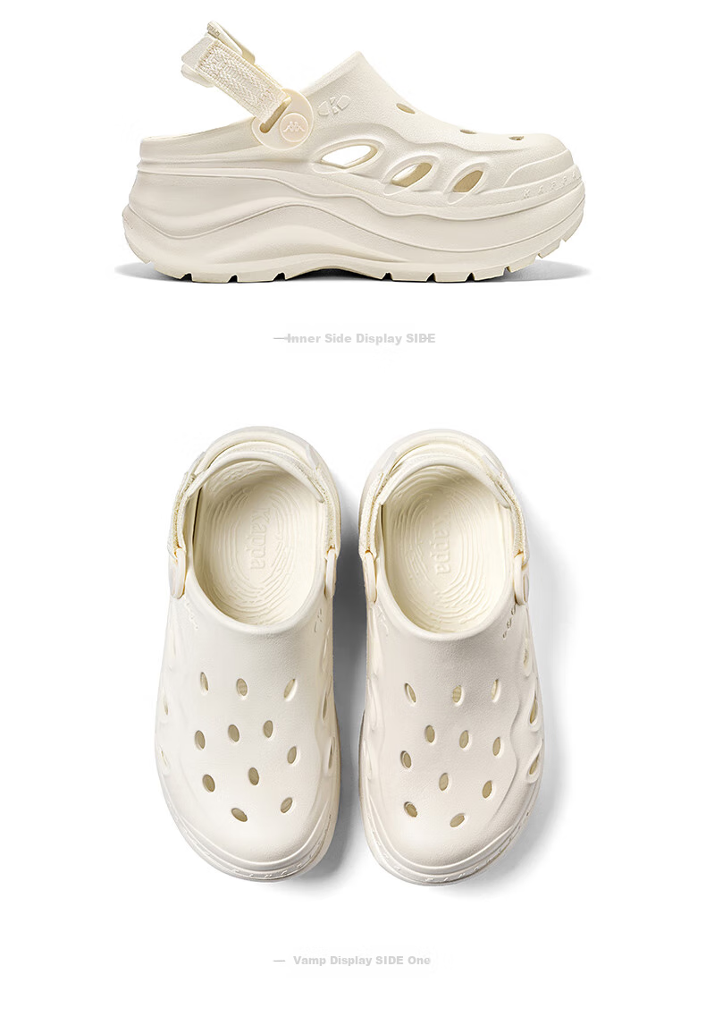 Kappa Official Women's Breathable Hole Shoes Sandals Casual Sports Outdoor Slippers Women's Classic White 37-38 26