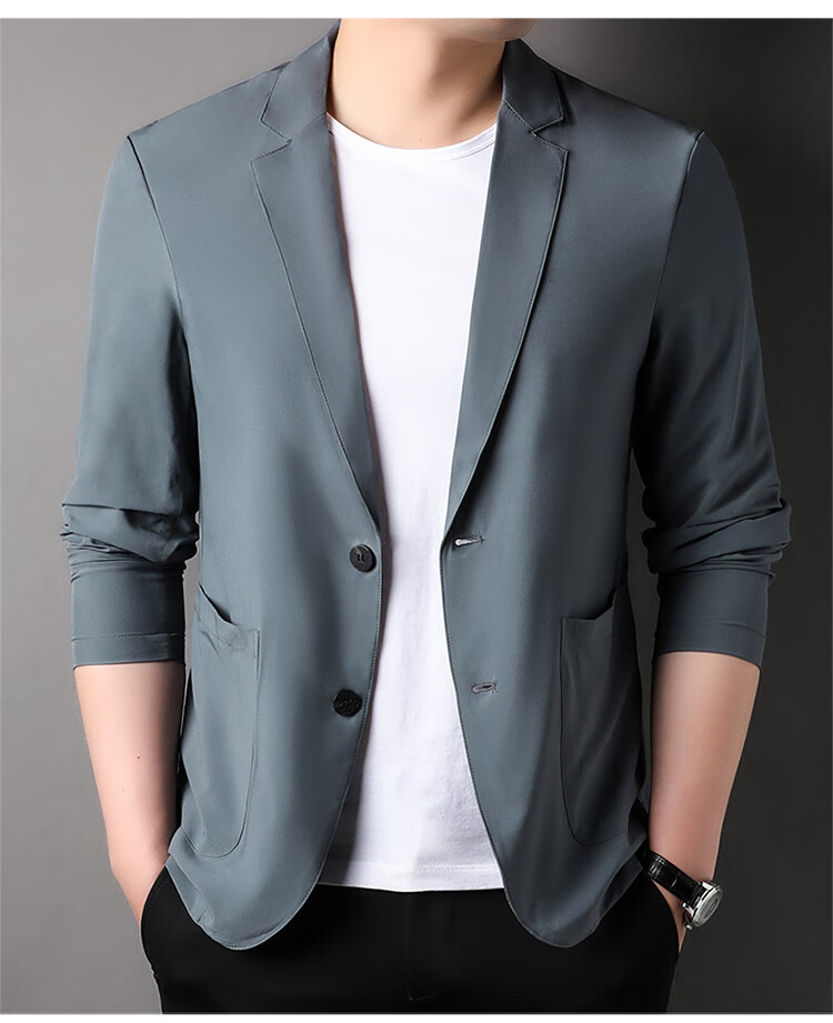 TUCANO Men's Summer Ice-Feel Anti-UV Blazer Suit Jacket Professional Business Casual Top Black XL 14
