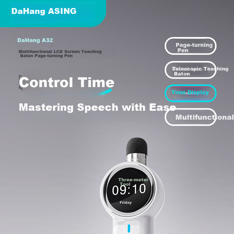 ASiNG A32 Retractable Teaching Pointer, Page-Turning Pen for Teachers, Multifunctional PPT Remote Control Pen, Laser Time Display, Magnification, Focusing, Writing, Line Drawing, Countdown, Extendable Teaching Pointer, 32GB 1