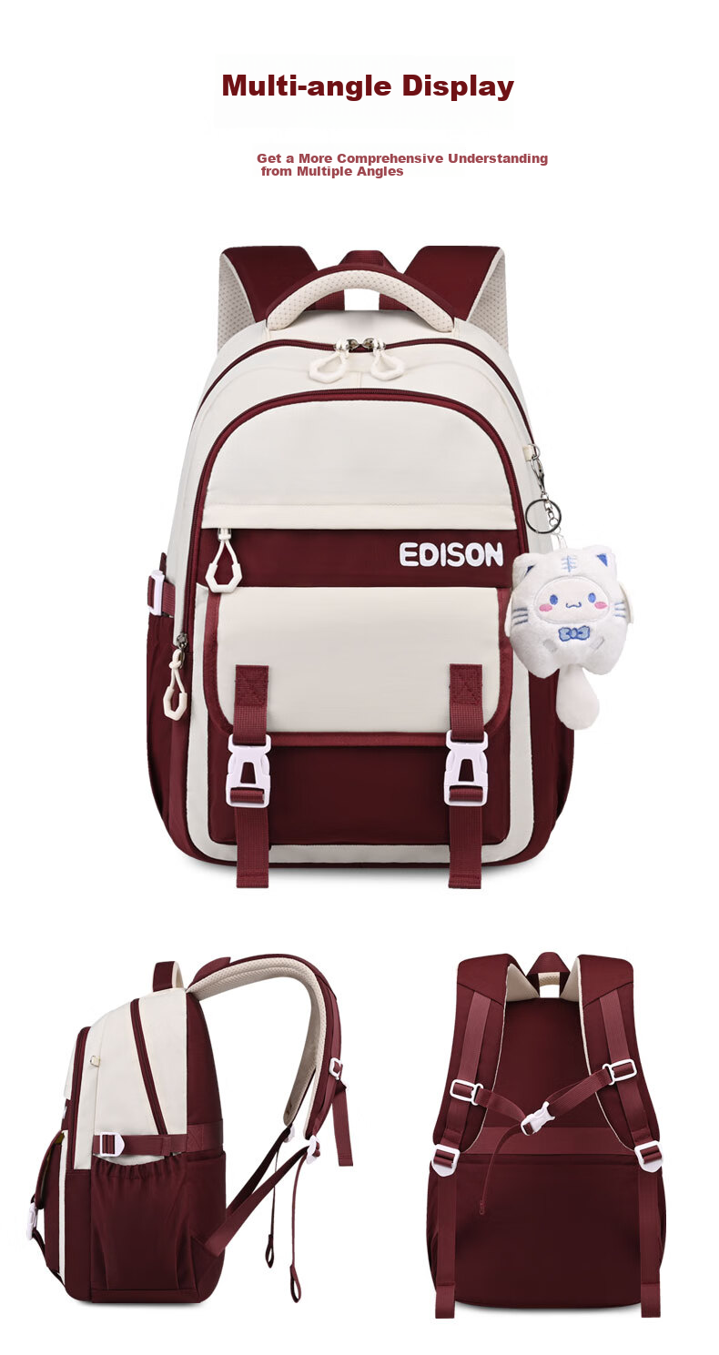 Edison Inventor Middle School Student Backpack for Junior High And High School Students, Lightweight Spine Protection Backpack for Boys And Girls, Stylish Design K013-2 Khaki 16