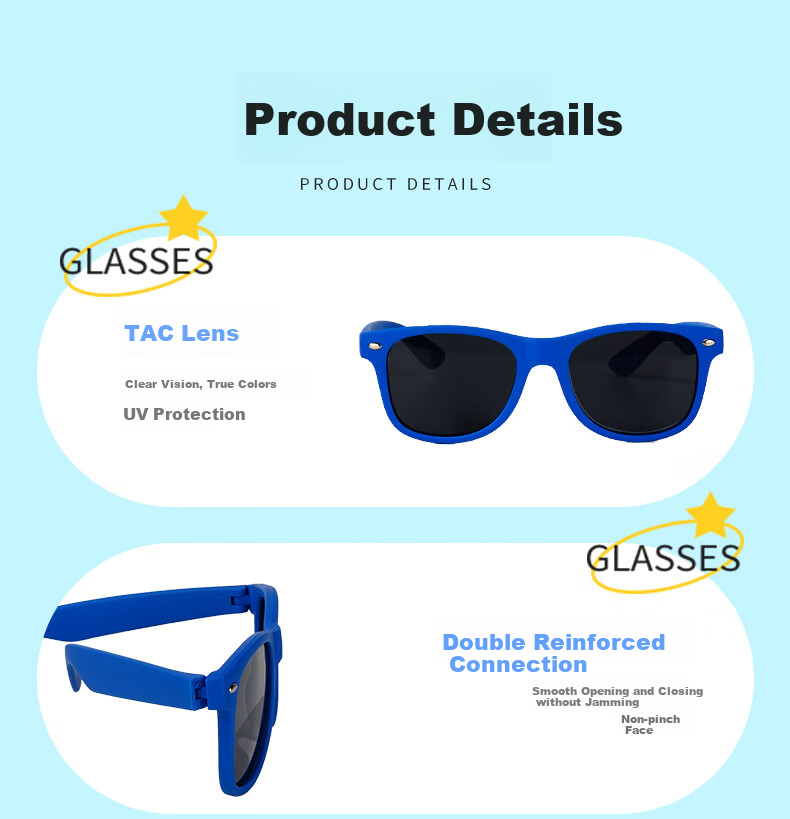 Angelamiao Children's Sunglasses for Boys, Kids' Sunglasses, UV Protection Children's Glasses, Blue Frame Back-To 7