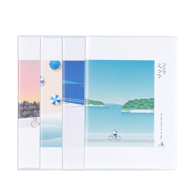 Deli 16K Glue-bound Notebook Student Exercise Homework Book 4-Pack 128 Sheets Each T16128 (Travel Journal - Coastal Diary)