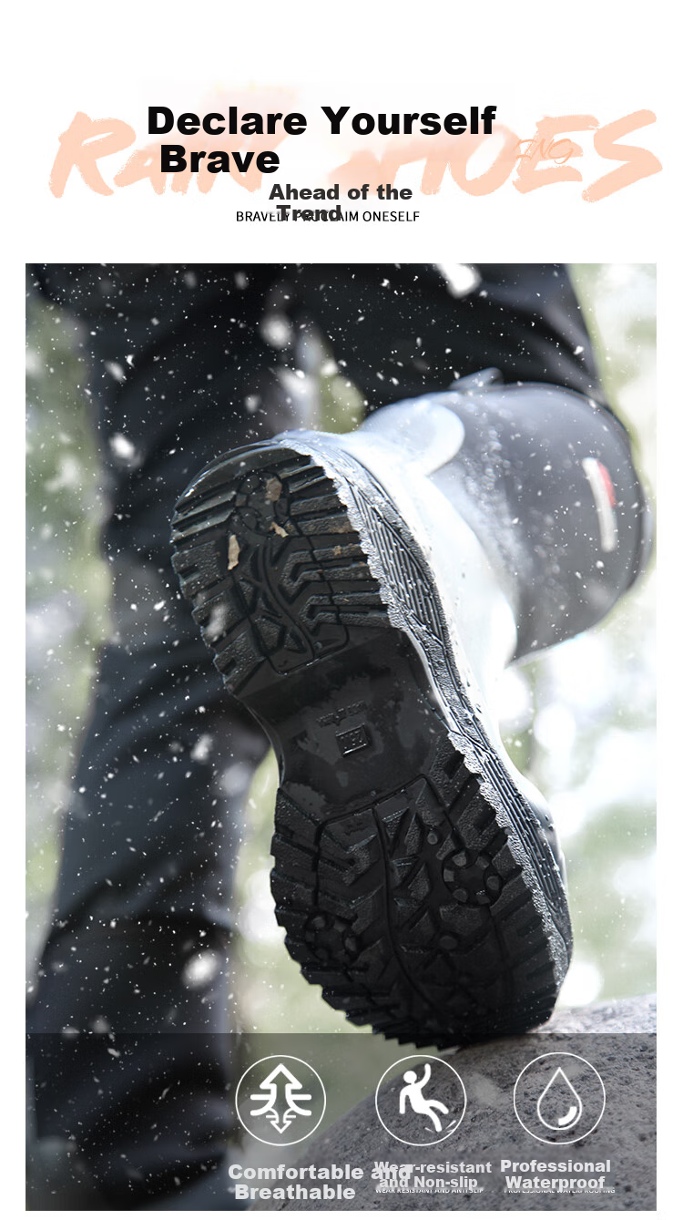 Jolly Walk Non-Slip Wear-Resistant Fishing Shoes Waterproof Rain Boots JW8101, Black Low-Cut Size 41 2