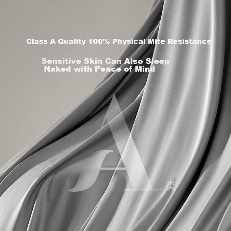 LOVO Luolai Light Luxury 100S Long-Staple Cotton Sateen Four-Piece Bedding Set for Double Bed, Fitted Sheet Style, 200*230cm, Gray