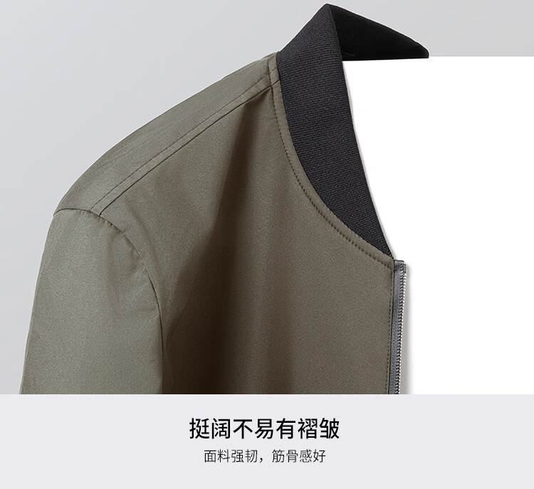 FIRS Jacket, Wear-Resistant And Wrinkle-Resistant Baseball Collar Coat for Men, Spring And Autumn Business Casual Short Style, Smooth Breathable Zipper Cardigan Men's Clothing 12