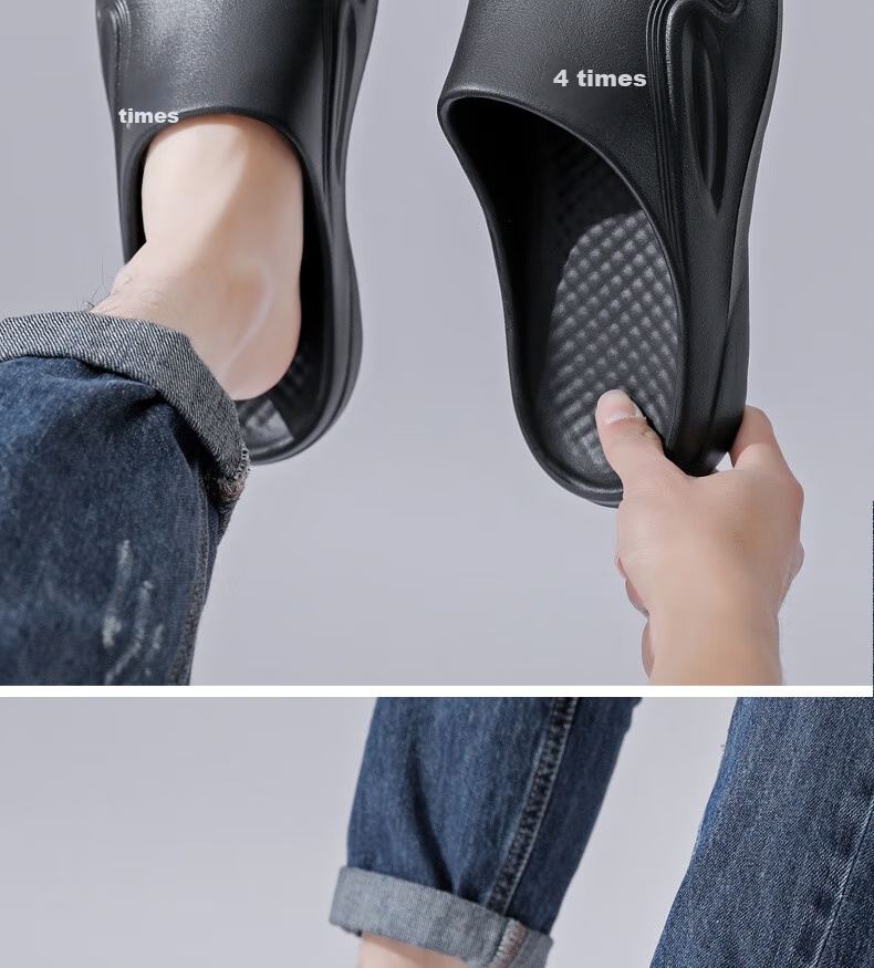 Huili Men's Slippers, Sports Outdoor Wear, Non-Slip, Antibacterial, Comfortable Cushioning Sandals, HL0566 Blue-Gray Color, Size 42-43 12