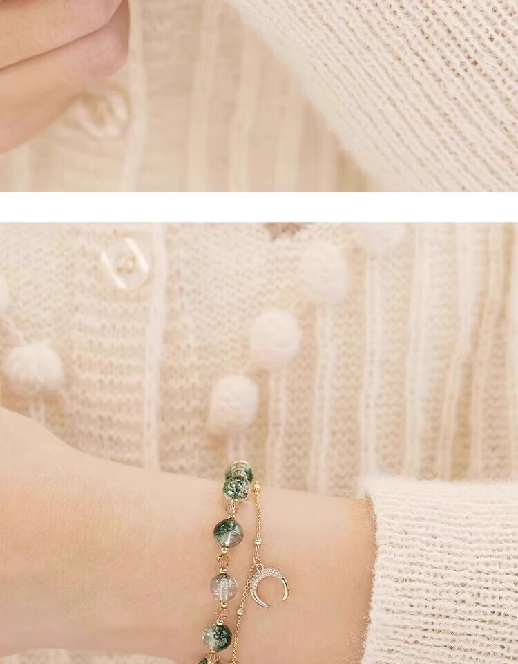 Grace Girl Light Luxury Green Phantom Bracelet for Women, Lucky Crystal Beaded Bracelet, Practical Anniversary Birthday Gift for Girlfriend 3