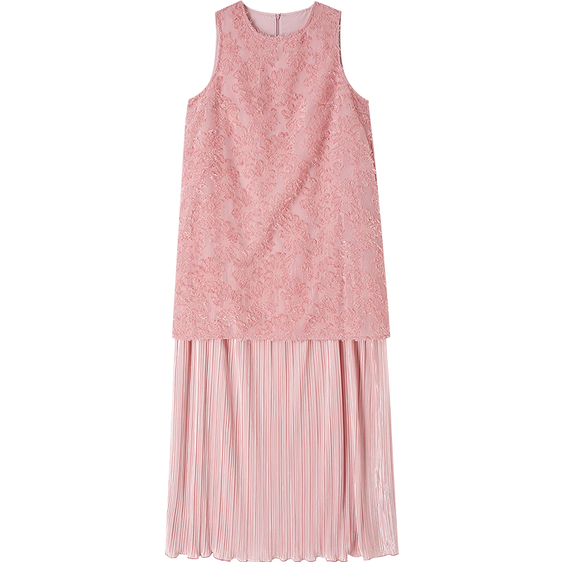 Demana [Design-Inspired Faux Two-Piece] Summer Lightweight Lazy 3D Cutout Waistless Straight Pleated Women's Dress