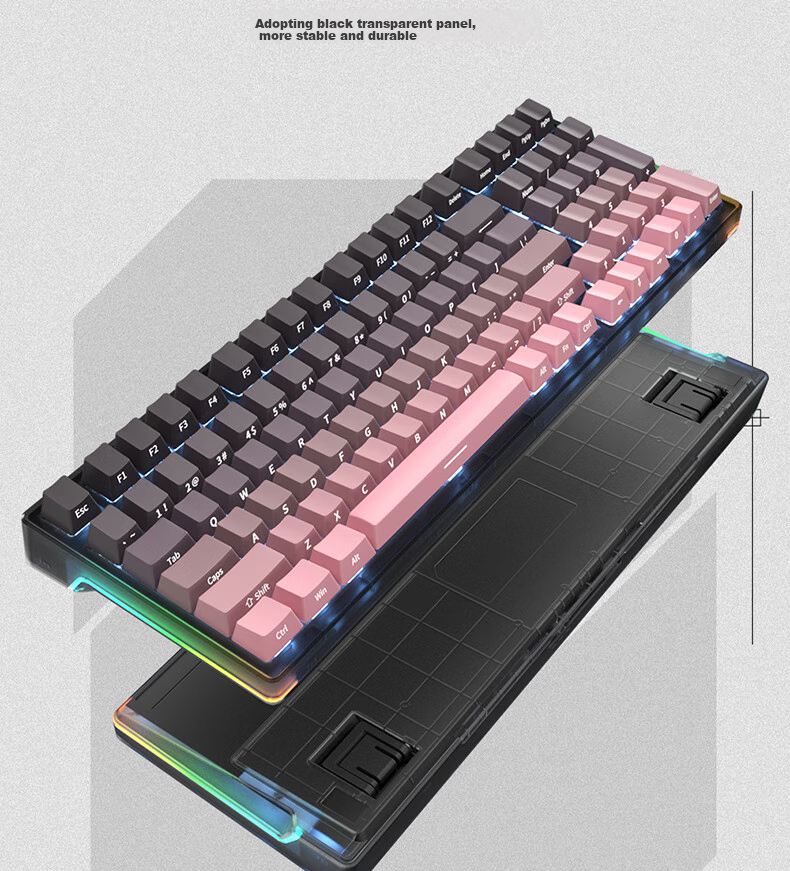 HP GK600FS Mechanical Keyboard Hot-Swappable Wired for Office, E-Sports And Gaming Dedicated Desktop Laptop Keyboard with Side-Carved Gradient Glacier Blue And Blue Switches 99 Keys 10