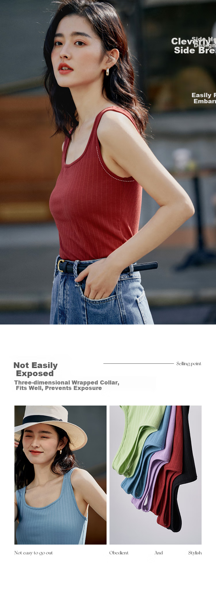 INMAN Slim Fit Vest Women Summer Base Layer Slimming Inner Wear Outer Wear Black L 6