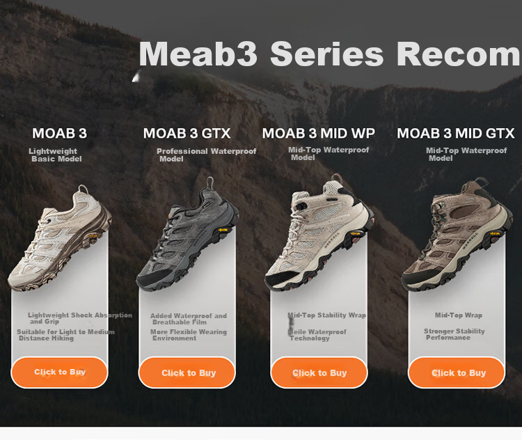 Merrell Women's MOAB 3 GTX Waterproof Mid Hiking Shoes Breathable Durable Non-slip Outdoor Classic 1