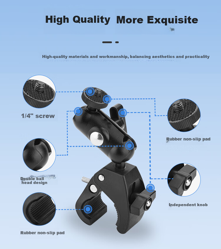 Earlymen Metal O-Ring Mount for Action Cameras, Compatible with DJI Action 5 Pro/Insta360 Ace Pro 2/Go 3s/Gopro 13 And Other Universal Cycling Mounts And Motorcycle Mounts 5