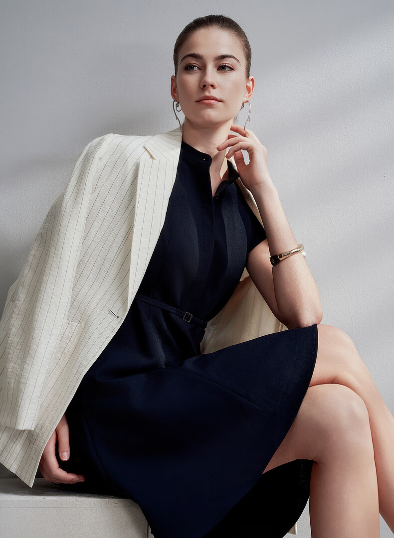 G2000 Delivery Waistband/multidirectional Elasticity/mall Same Style Women's Spring And Summer Elegant Dress, Black, L/38 1