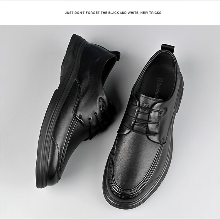 Spider King Men's Leather Business Casual Shoes Spring Autumn Soft Sole Black 41 6