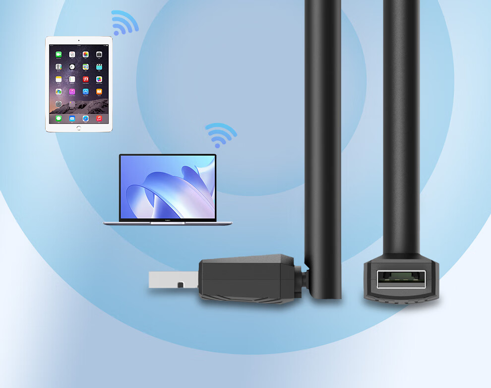 Tengfei USB Wireless Network Adapter, Desktop Computer WiFi Receiver, Compatible with Desktop And Laptop Computers, External Network Card with Unlimited WiFi Transmitter 5