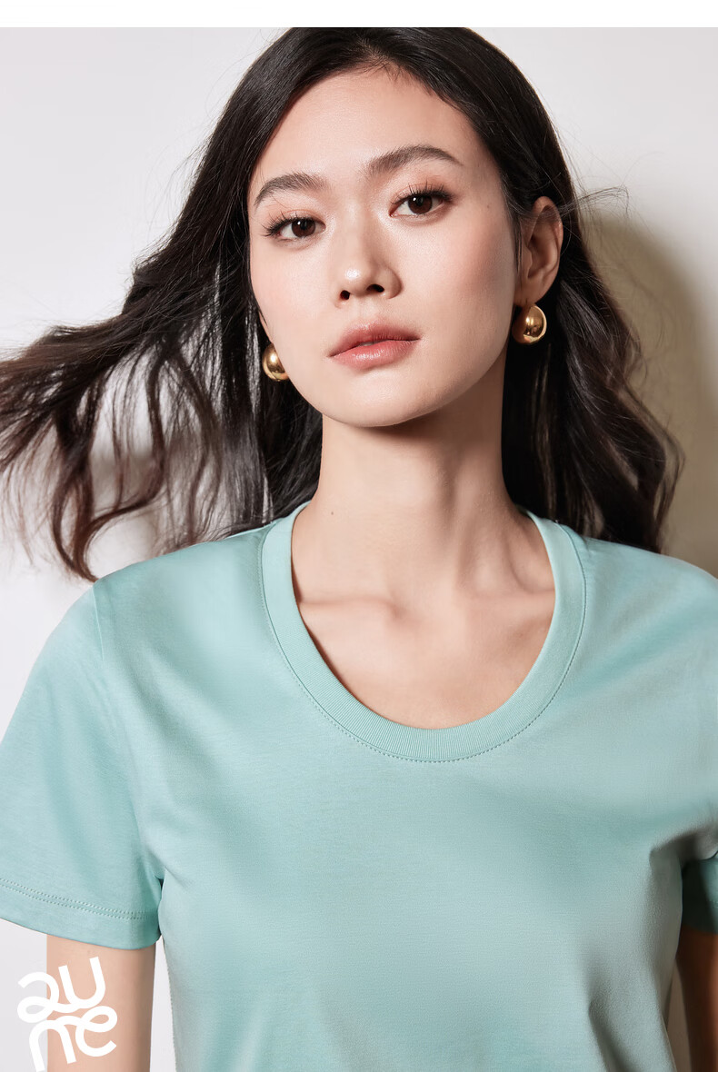 Chuyu Mulberry Silk T-Shirt for Women, 2025 New Style, Mandarin Collar Short Sleeve Simple Versatile Top, Ice Lake Blue, M 21