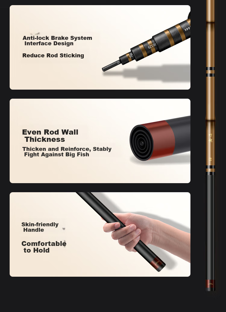 JD Original Bamboo Shadow Small Comprehensive Bamboo Fishing Rod, Handheld Ultra-Hard Lightweight Carbon Fiber Carp And Bighead Carp Rod, Carp Fishing Pole, 4.5m 12