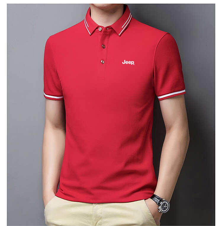 JEEP Short-Sleeve T-Shirt for Men, Summer Business Casual Polo Shirt, Loose-Fitting Men's Clothing, 9988 Gray, XL 8