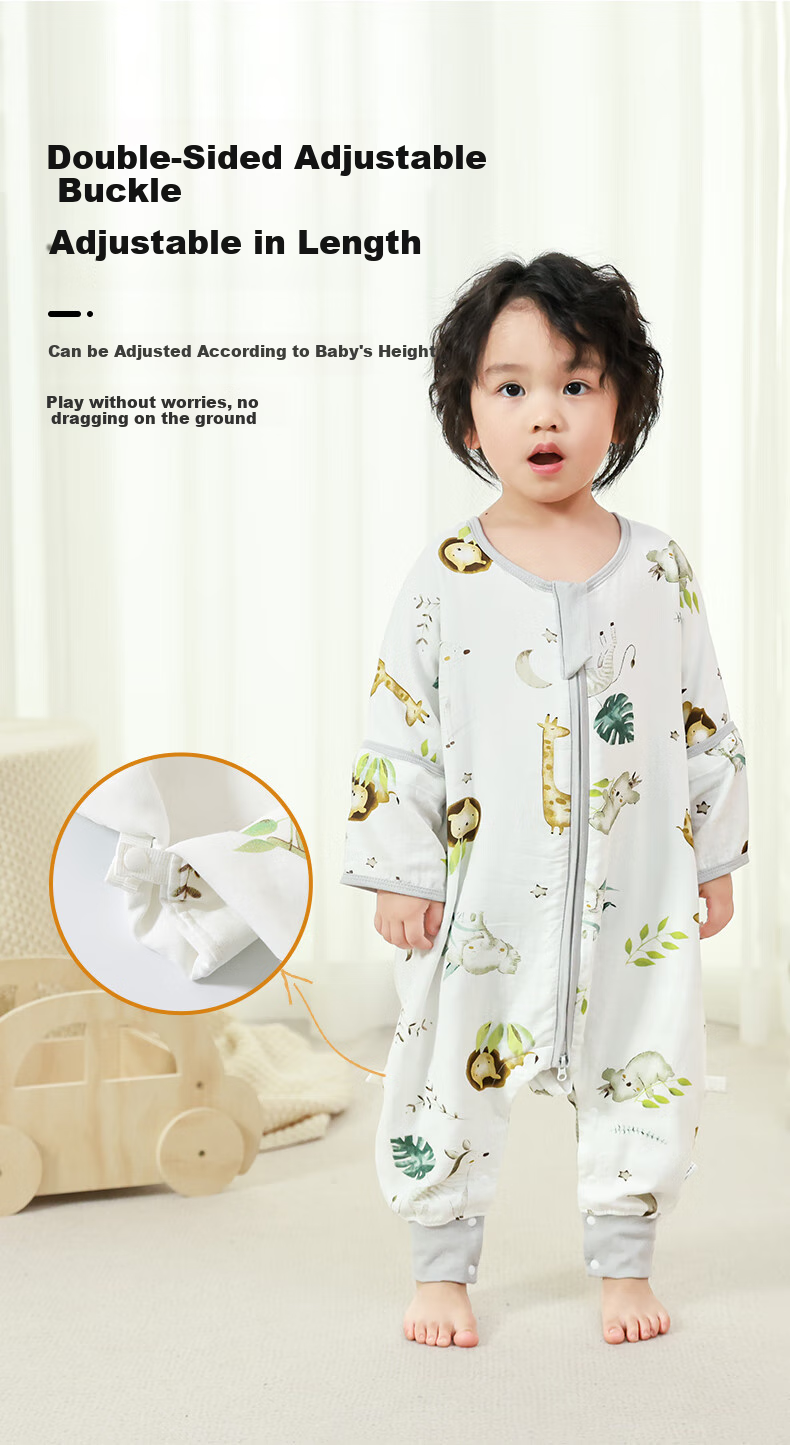 Tongyan Baby Sleeping Bag, Front 4 Back 2 Bamboo Cotton Gauze Split-Leg Pajamas, Children's Spring And Summer Anti-Kick Blanket, Mountain Camphor, Size 110 10