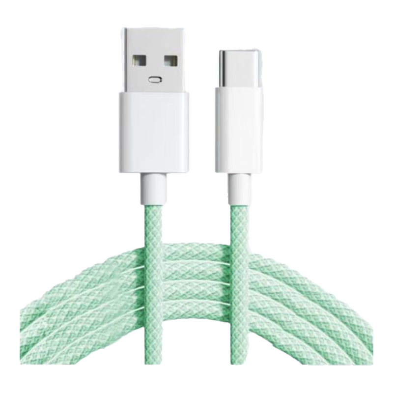 Nengshi Type-C Data Cable, 100W Fast Charging, 6A Charging Cable, Suitable for Huawei Nova Series, Xiaomi, Vivo, Honor, Oppo Phones, Type-C Extended Braided Cable, 2 Meters Long, Gree