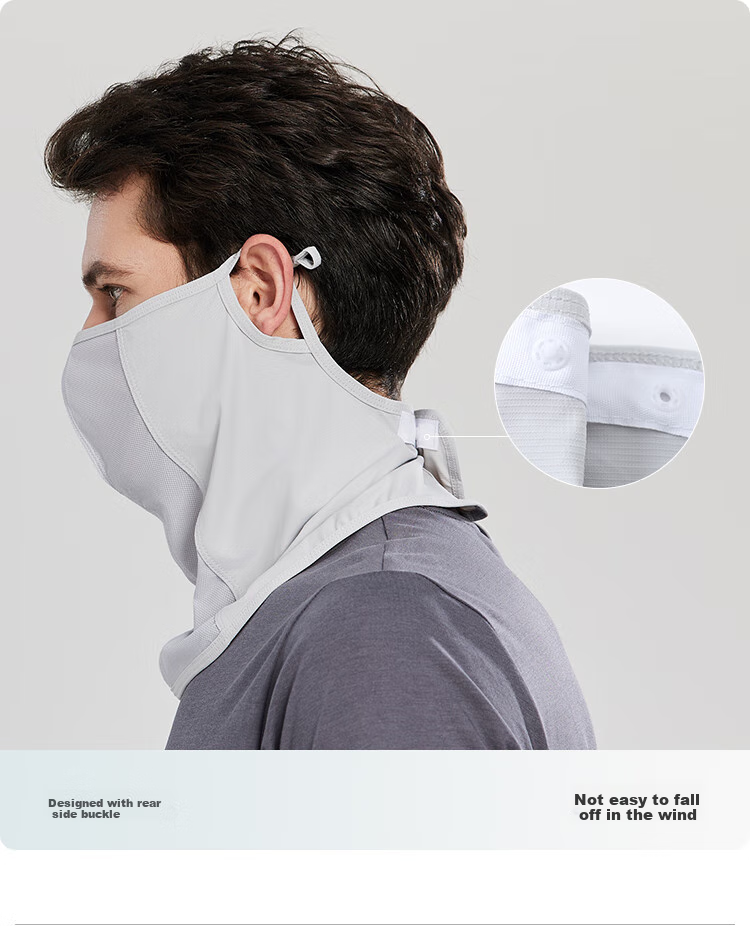 JIUMU Ice Silk Sun Protection Face Mask for Men, Cycling Summer UV-Resistant Sunshade Neck Guard Full Face Breathable Sun Protection Mask 16