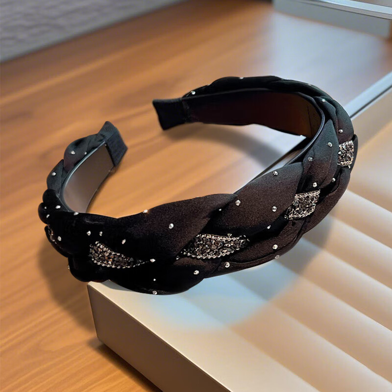 Jiaoxuefei Organza Starry Sky Luxury Hairband Black High Crown Forehead Press Hair Tie Versatile Headband Hair Accessory