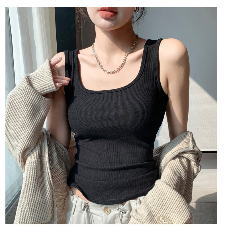 LangSha Wide Shoulder Strap Tank Top for Women 2025 New U-Neck Slim Fit Camisole Outerwear and Innerwear 2
