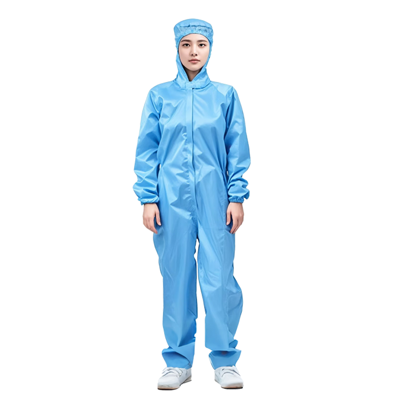 NXG One-Piece Anti-Static Coverall with Hood Dustproof Cleanroom Suit Electronic Factory Work Protective Clothing Blue XXL