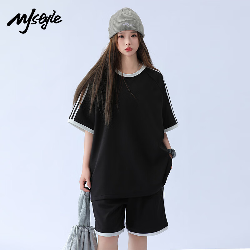 MJ STYLE Women's Short Sleeve and Shorts Set 2026 Summer New Trendy Sports Casual Homewear T-Shirt and Pants Set