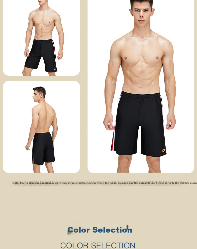 Arena Men's Knee-Length Swim Shorts, Five-Point Printed Loose High-Elastic Comfortable Swimming Gear Anti-Embarrassment Hot Spring 5011 Black M 7