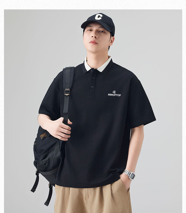 MMOPTOP Father's Day Solona Antibacterial Polo Shirt Summer Men's Xinjiang Cotton Business Ice Silk Short Sleeve MP13 Black 3XL 10