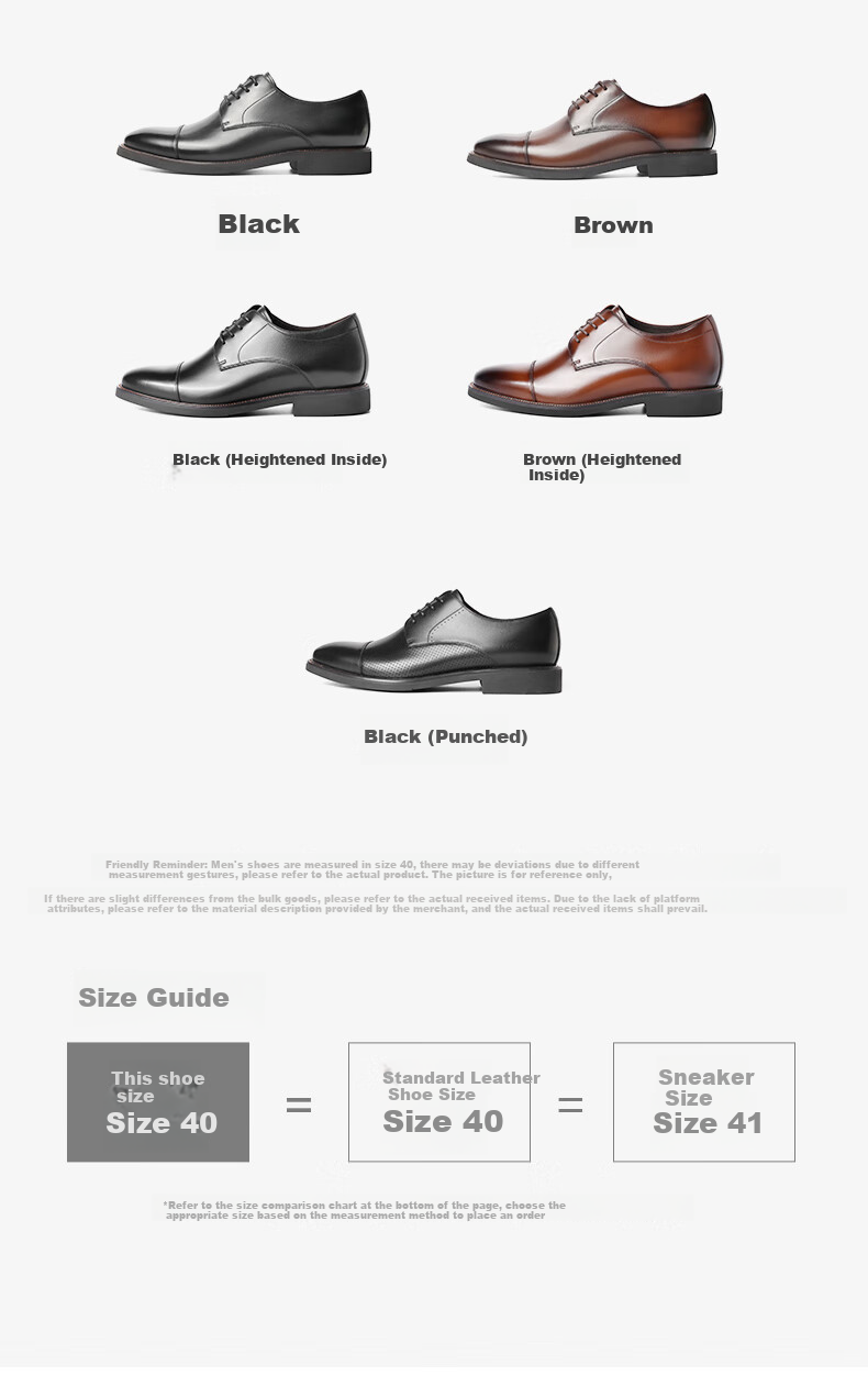 Belle Commuter Formal Leather Shoes for Men, Cowhide Shoes, British Business Leather Shoes B3229DM5, Black with Hidden Heel Lift, Size 41 12