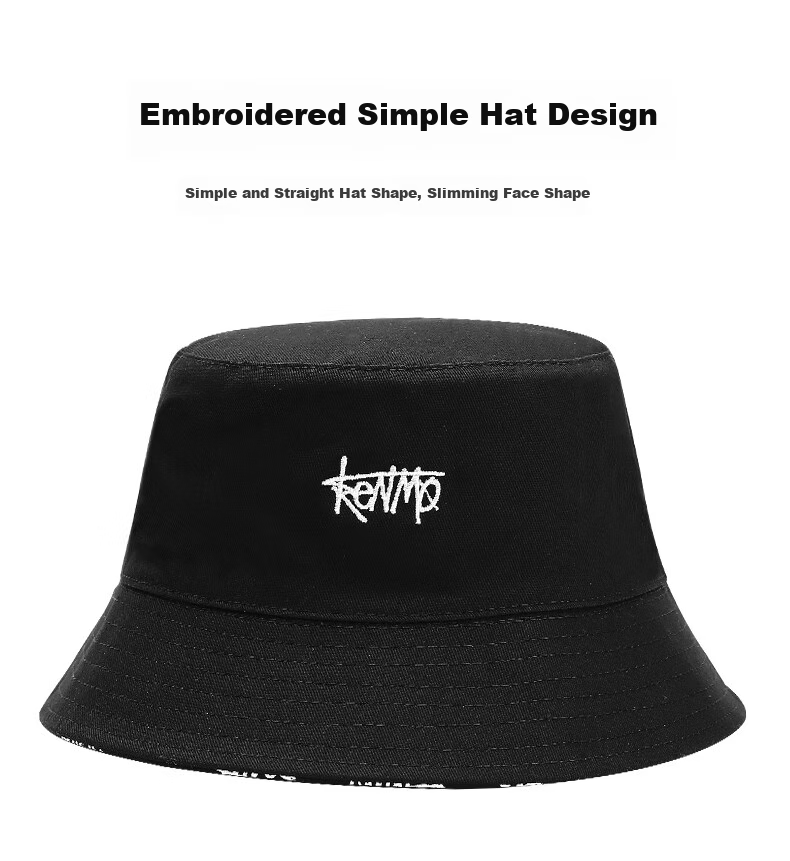 KENMO Reversible Fisherman Hat Men Ins Trendy Hip-hop Women Versatile Sun Protection Summer Sun Hat Off-white One Size 3