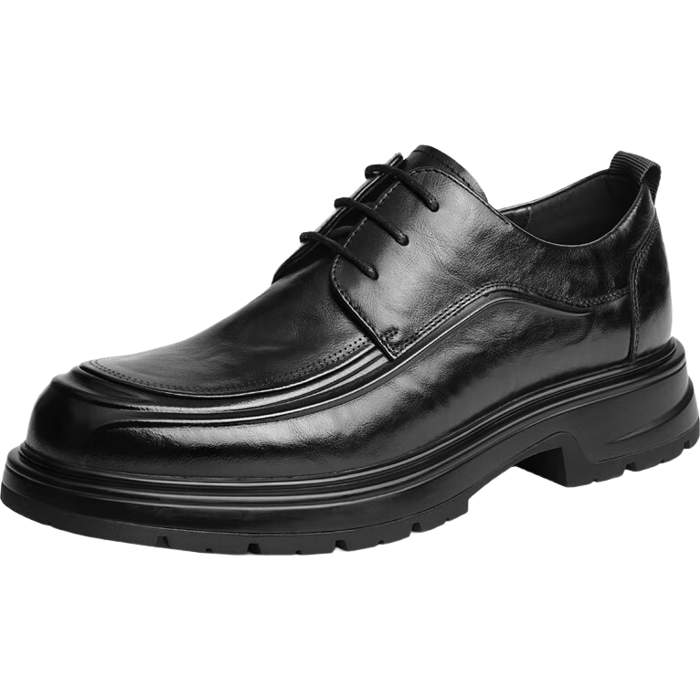 RED DRAGONFLY Formal Leather Shoes for Men, Thick-Soled Heightening Derby Shoes, Business High-End Cowhide Wedding Shoes WTA34287 Black Size 41