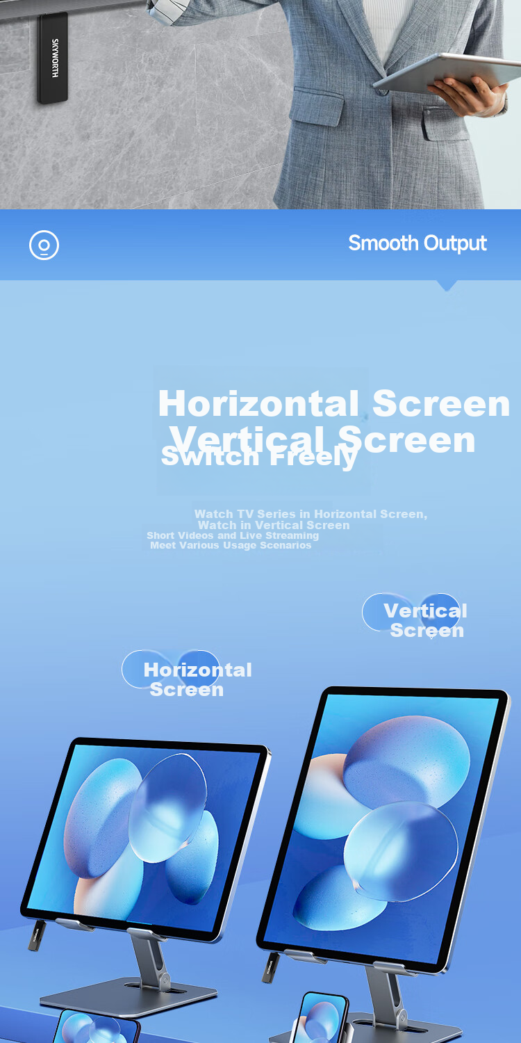 Skyworth Wireless Screen Mirroring Device, High-Definition Enterprise-Level Office Meeting Home Use, Smart Screen Mirroring for Mobile Phones, Laptops, Monitors And Projectors, HD HDMI One-Click Intelligent Screen Mirroring GDWBZ9-2K 10