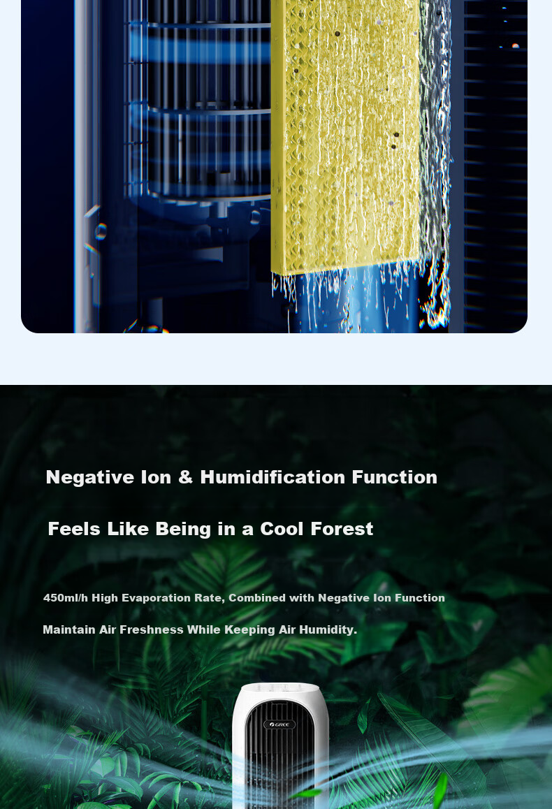 GREE [Cool And Warm] Home Remote Control Air Conditioner Fan Cooling Fan Negative Ion Purification Humidifying Floor Water-Cooled Tower Fan Cold Air Machine Temperature Reduction Cooling Fan KS-04X71RDg 6