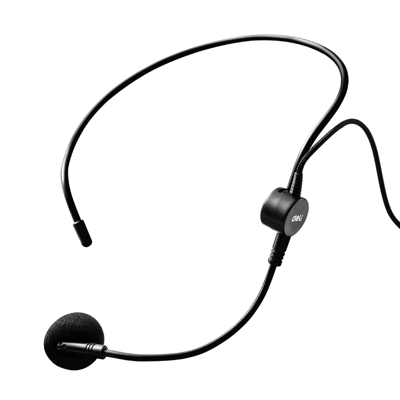Deli 270-Degree Rotatable Head-Mounted Wired Amplifier Microphone Lapel Mic, High-Sensitivity Microphone Head-Mounted Wired Mic Dedicated Head-Mounted Earpiece Lapel Accessory