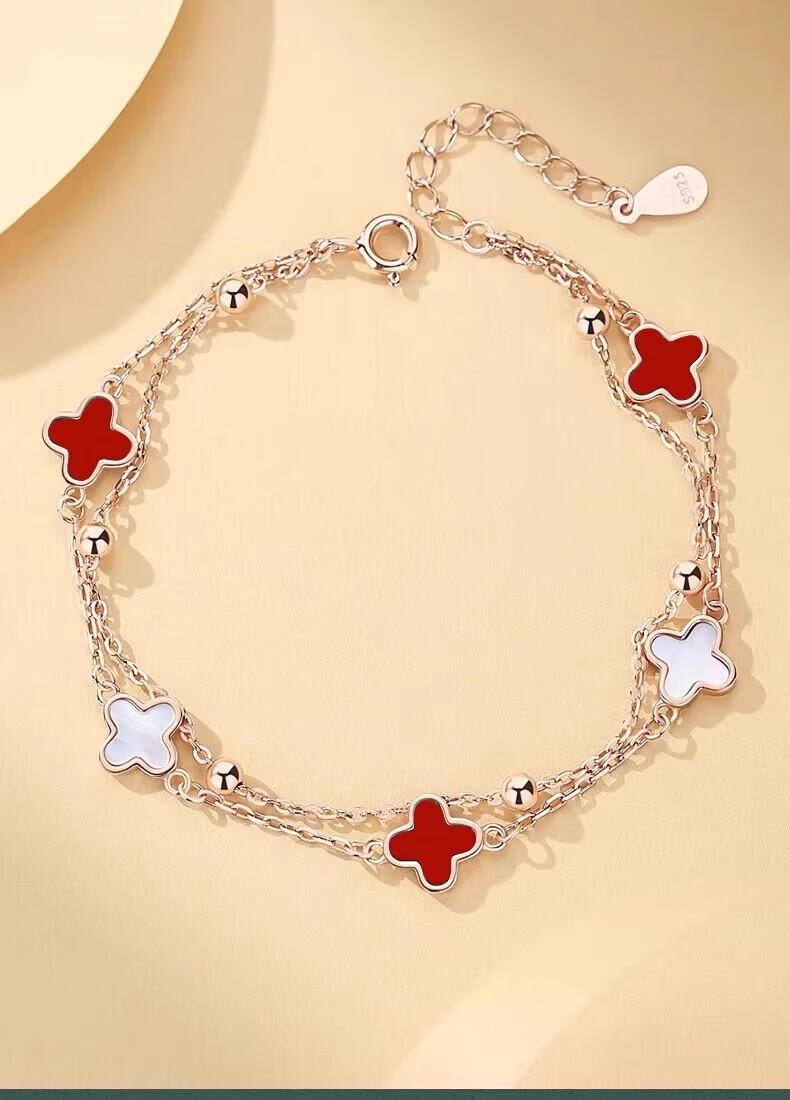 GLTEN Four-Leaf Clover Silver Bracelet for Women New Luxury Jewelry Anniversary Birthday Gift for Girlfriend Wife 7