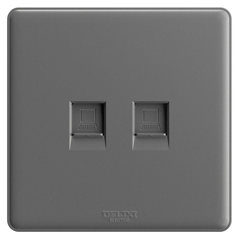 DELIXI CD815 Series 2-Port 8-Core Network Computer Socket Panel Starry Gray