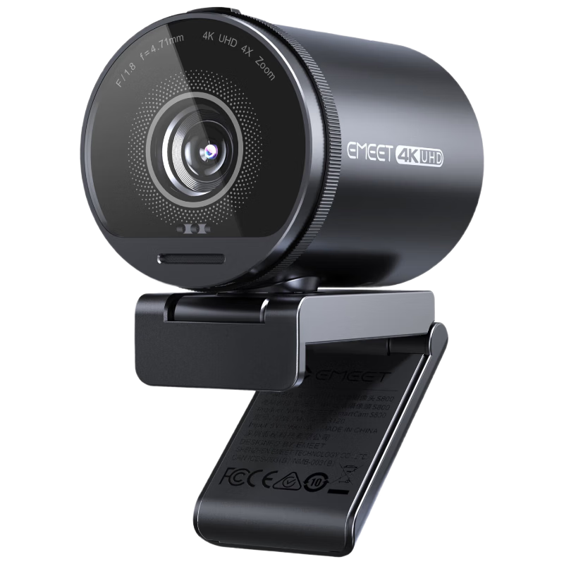 EMEET Yi Mi Ultra HD 4K Live Streaming Computer Webcam with Built-In Noise Reduction Microphone for Live Streaming, E-commerce, Gaming, Video Calls, HDR, Ultra-Fast Focus S800
