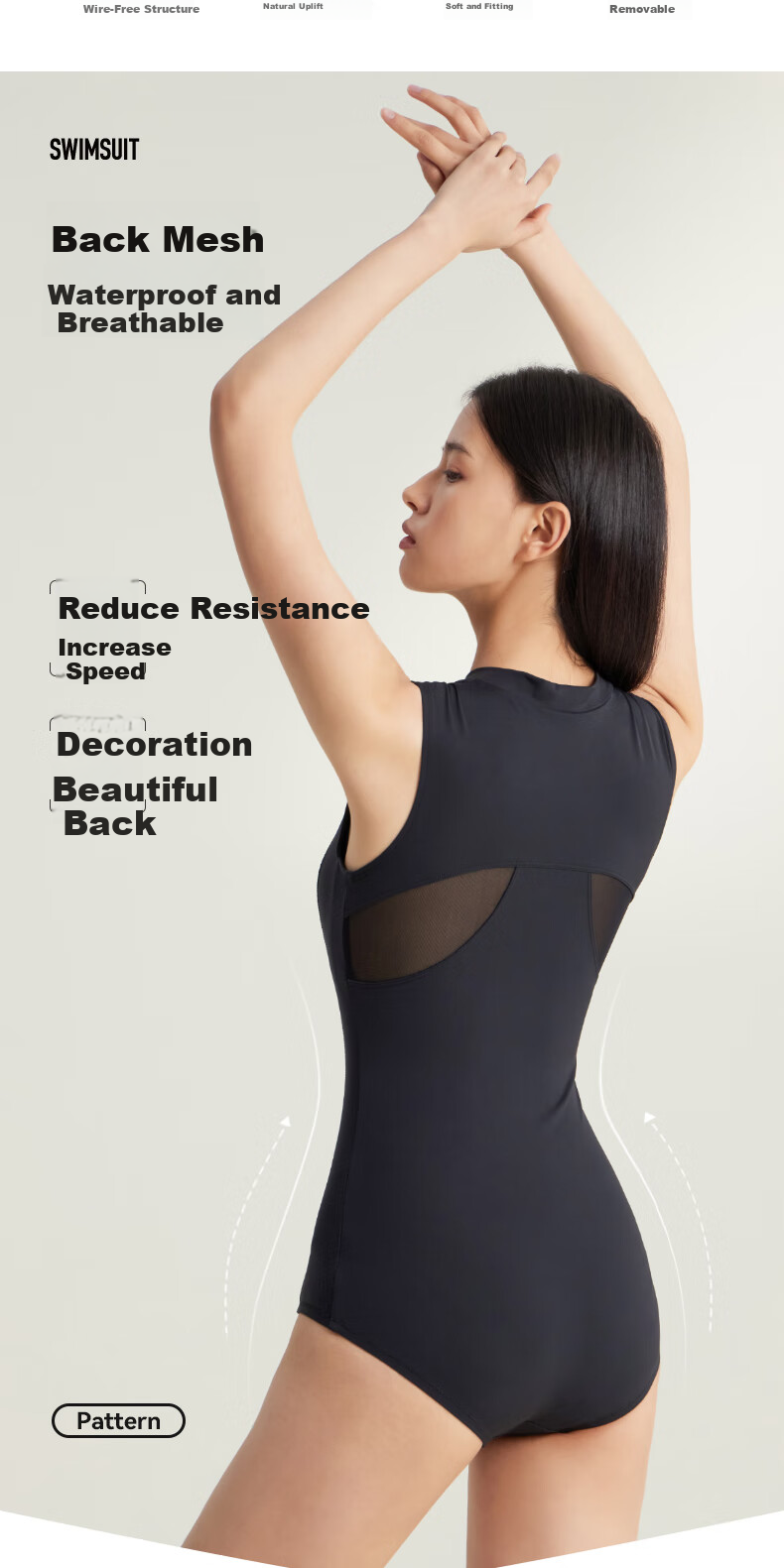 Li-Ning Women's One-Piece Swimsuit, Professional Training Triangle Swimwear, Quick-Dry, Sun-Protective, Competitive Swimming Gear, 0953 White XXL 4