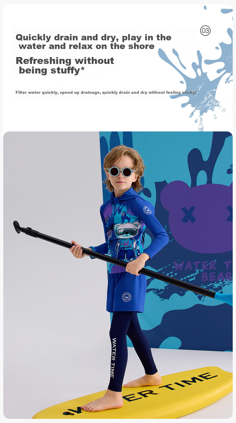 WATERTIME / Shuichuan Children's Swimwear for Boys, New Style Long-Sleeve And Long Pants, Diving Hot Spring Warm Quick-Dry Sun Protection Suit 4