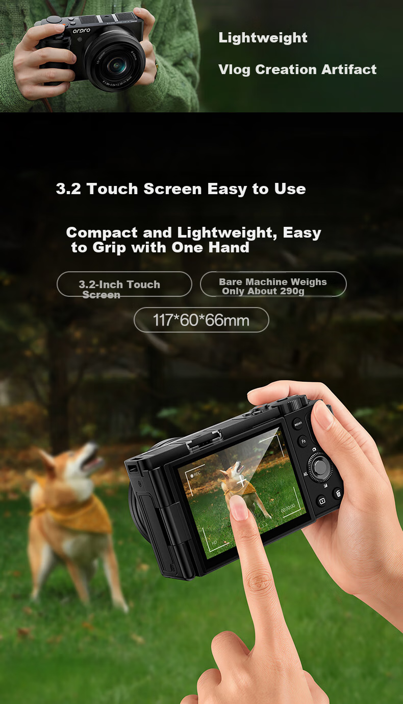 ORDRO 5K Optical Zoom Digital Camera with Intelligent Beauty CCD, Mirrorless Camera for Live Streaming, Vlog, Entry-Level Precise Focus, Student Video Recording, DSLR Camera, Compact And Portable 18