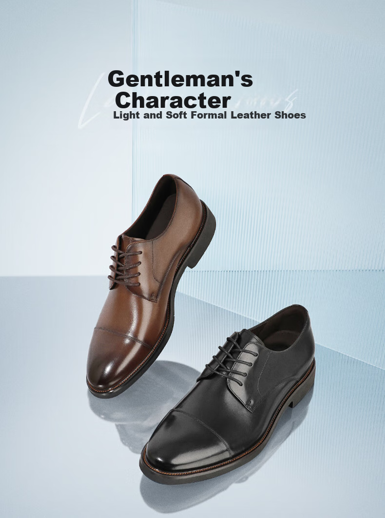 Belle Commuter Formal Leather Shoes for Men, Cowhide Shoes, British Business Leather Shoes B3229DM5, Black with Hidden Heel Lift, Size 41 1