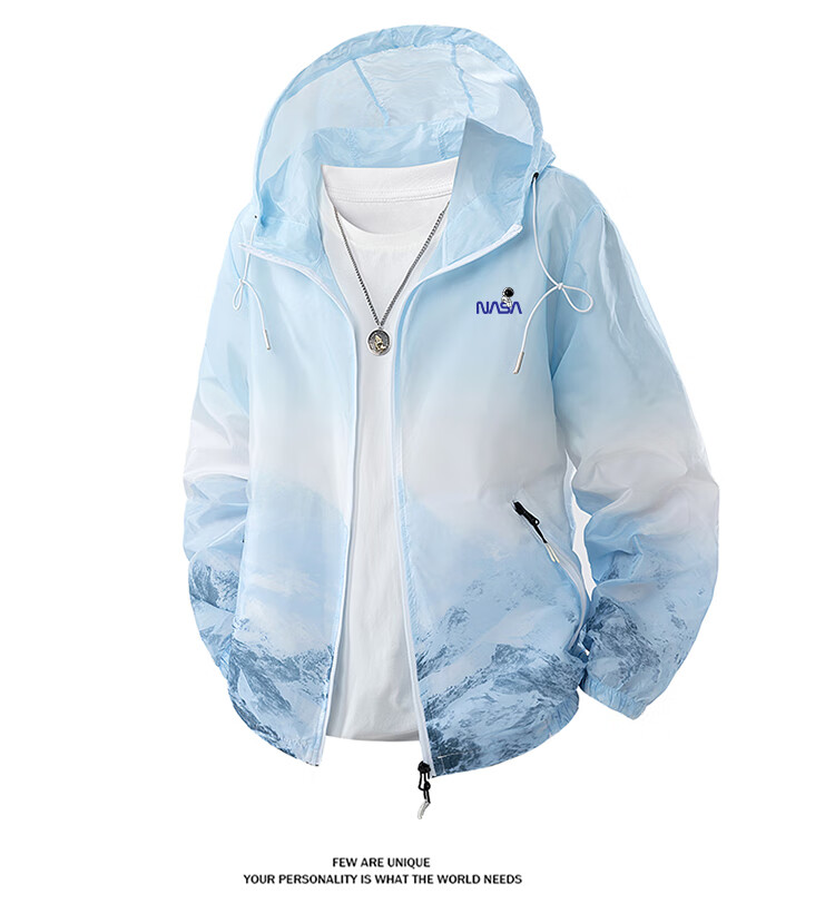 NASA MARVEL Men's Summer Lightweight Sun Protection Jacket Quick-Dry Cooling Skin Jacket Blue L 5